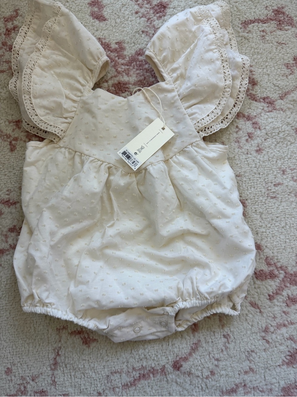 Rylee + Cru Cream Ruffle Dot Romper